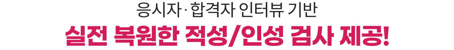 응시자·합격자 인터뷰 기반 실전 복원한 적성/인성 검사 제공!